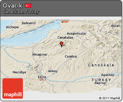 Shaded Relief Panoramic Map of Ovacık