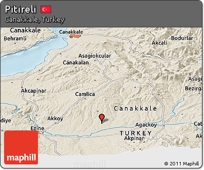 Shaded Relief Panoramic Map of Pitireli