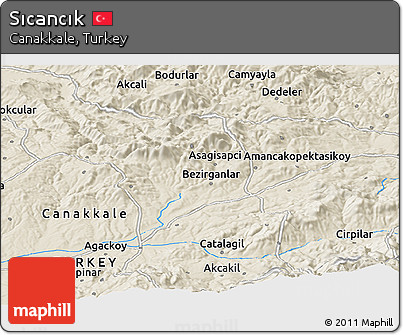 Shaded Relief Panoramic Map of Sıcancık