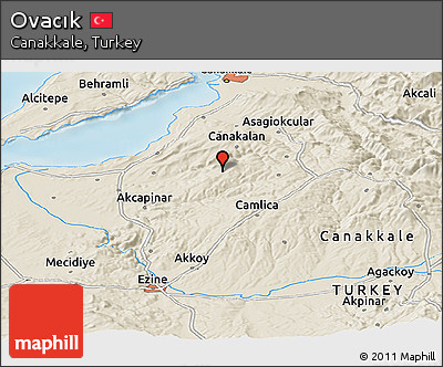 Shaded Relief Panoramic Map of Ovacık
