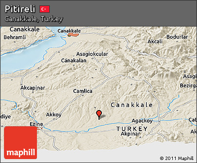 Shaded Relief Panoramic Map of Pitireli