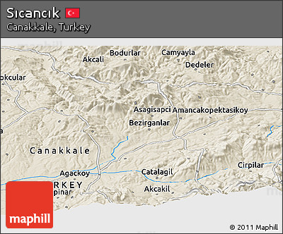 Shaded Relief Panoramic Map of Sıcancık