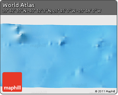 Physical 3D Map of the Area around 39° 57' 6" N, 26° 16' 29" W