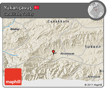 Shaded Relief 3D Map of Yukarıçavuş