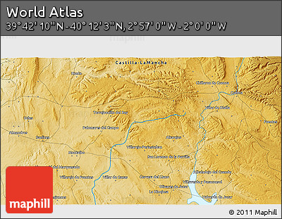 Physical 3D Map of the Area around 39° 57' 6" N, 2° 28' 30" W