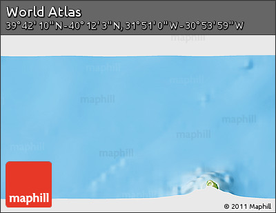 Physical 3D Map of the Area around 39° 57' 6" N, 31° 22' 30" W