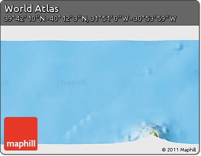 Physical 3D Map of the Area around 39° 57' 6" N, 31° 22' 30" W