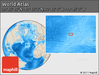 Shaded Relief Location Map of the Area around 39° 57' 6" N, 32° 13' 30" W