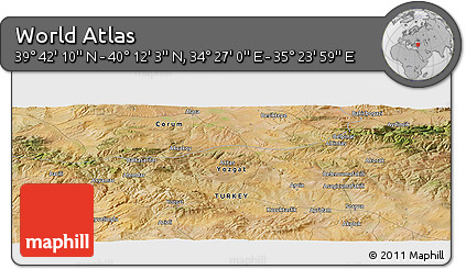 Satellite Panoramic Map of the Area around 39° 57' 6" N, 34° 55' 29" E