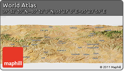 Satellite Panoramic Map of the Area around 39° 57' 6" N, 34° 55' 29" E
