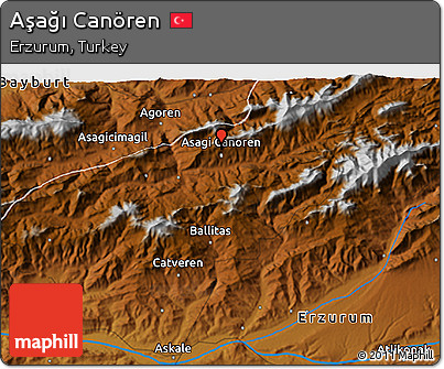 Physical 3D Map of Aşağı Canören
