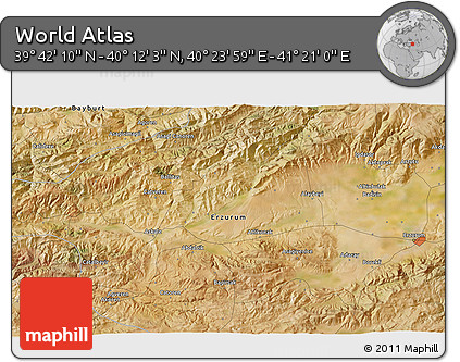 Satellite 3D Map of the Area around 39° 57' 6" N, 40° 52' 30" E
