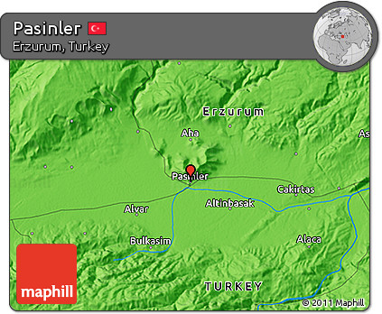 Political 3D Map of Pasinler