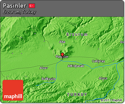 Political 3D Map of Pasinler
