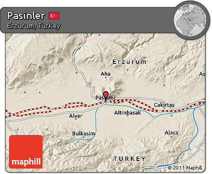 Shaded Relief 3D Map of Pasinler