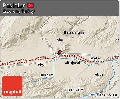 Shaded Relief 3D Map of Pasinler