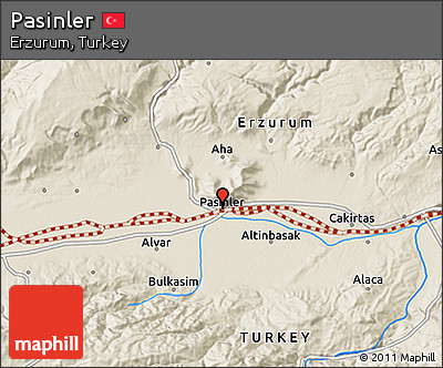 Shaded Relief 3D Map of Pasinler