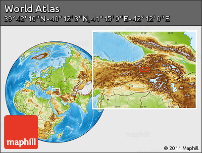 Physical Location Map of the Area around 39° 57' 6" N, 41° 43' 30" E