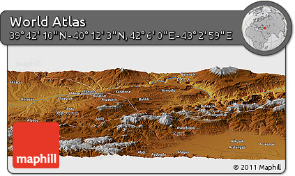 Physical Panoramic Map of the Area around 39° 57' 6" N, 42° 34' 30" E