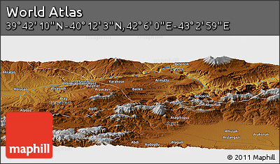 Physical Panoramic Map of the Area around 39° 57' 6" N, 42° 34' 30" E