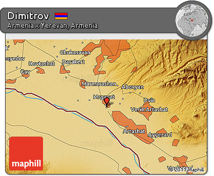 Physical 3D Map of Dimitrov