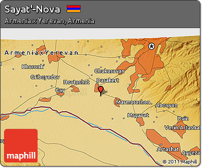 Physical 3D Map of Sayat'-Nova