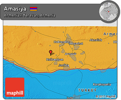 Political 3D Map of Amasiya