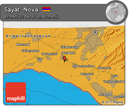 Political 3D Map of Sayat'-Nova