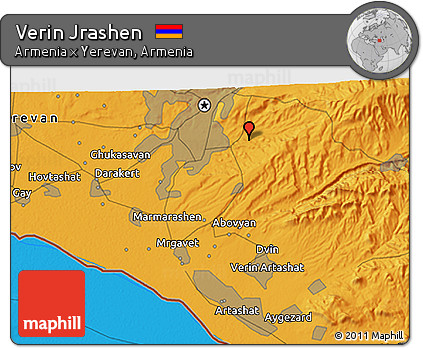 Political 3D Map of Verin Jrashen