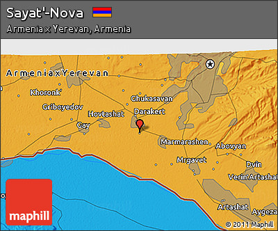 Political 3D Map of Sayat'-Nova