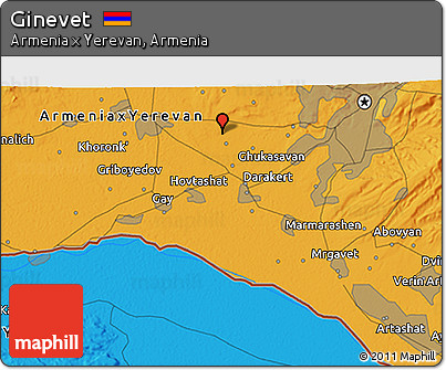 Political 3D Map of Ginevet