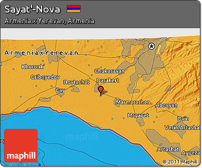 Political 3D Map of Sayat'-Nova