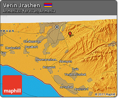 Political 3D Map of Verin Jrashen