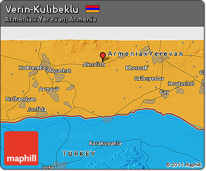 Political 3D Map of Verin-Kulibeklu
