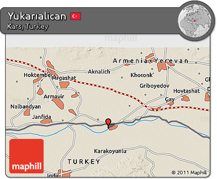 Shaded Relief 3D Map of Yukarıalican
