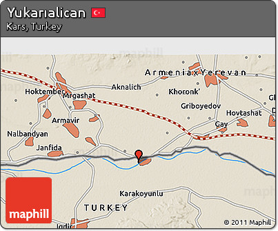 Shaded Relief 3D Map of Yukarıalican