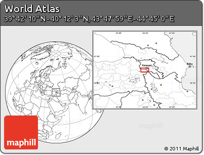 Blank Location Map of the Area around 39° 57' 6" N, 44° 16' 29" E