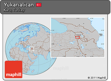 Gray Location Map of Yukarıalican
