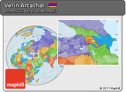 Political Location Map of Verin Artashat