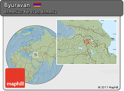 Savanna Style Location Map of Byuravan, hill shading
