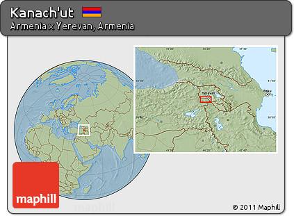 Savanna Style Location Map of Kanach'ut, hill shading
