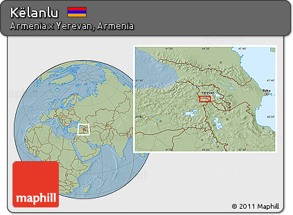 Savanna Style Location Map of Këlanlu, hill shading