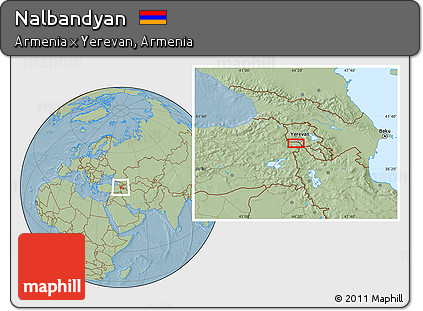 Savanna Style Location Map of Nalbandyan, hill shading