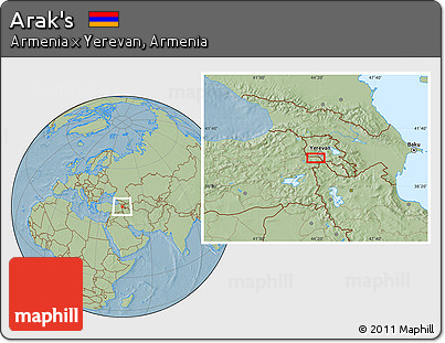 Savanna Style Location Map of Arak's, hill shading