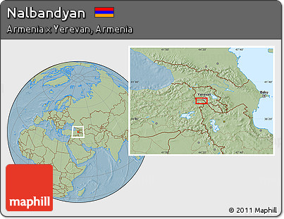 Savanna Style Location Map of Nalbandyan, hill shading