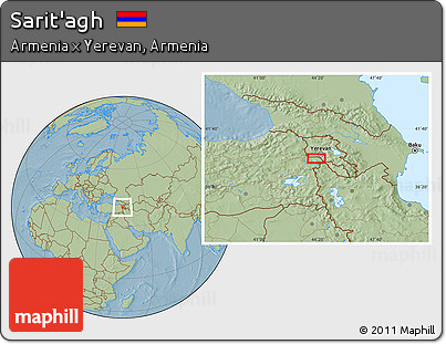 Savanna Style Location Map of Sarit'agh, hill shading