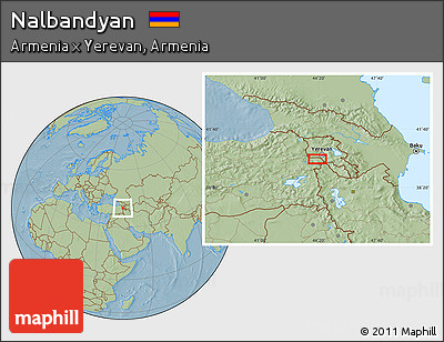 Savanna Style Location Map of Nalbandyan, hill shading