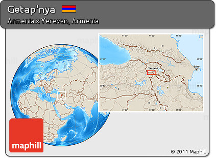 Shaded Relief Location Map of Getap'nya