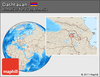 Shaded Relief Location Map of Dashtavan