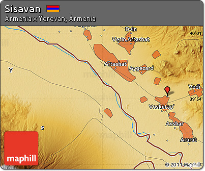 Physical Map of Sisavan